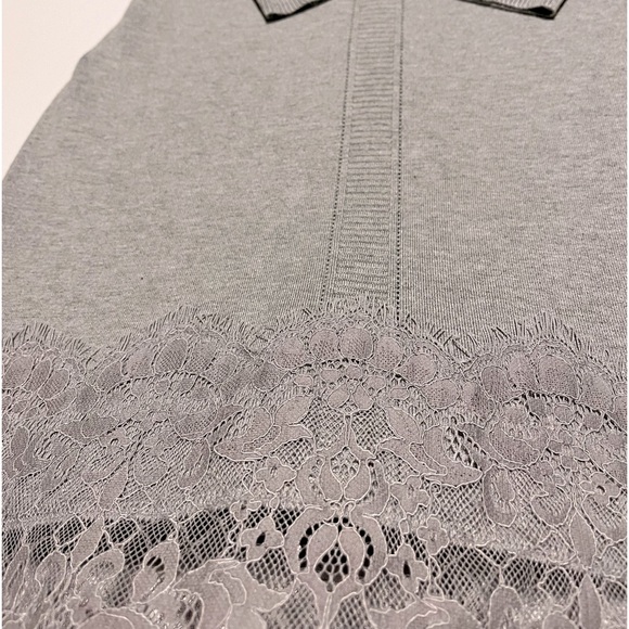 NWT🍀Tribal Women's Gray Long Sleeve Mock Neck Lace-Overlay Sweater Dress Size S - Picture 6 of 13